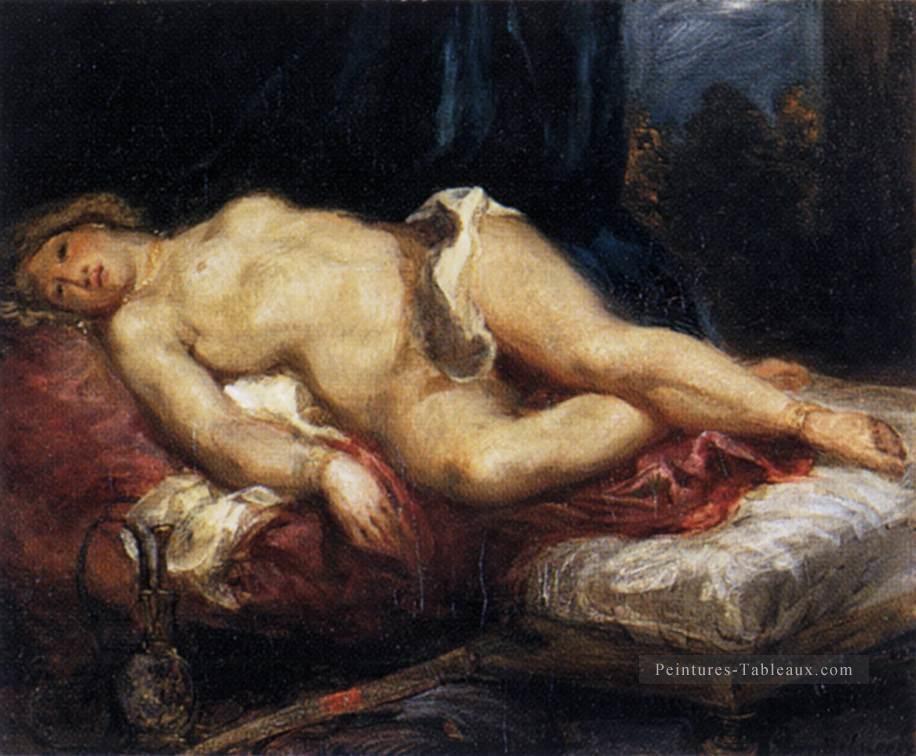 Odalisque allongé sur un Divan romantique Eugène Delacroix Peintures à l'huile